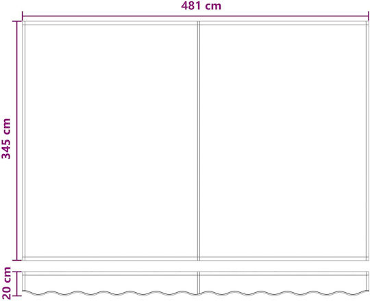 vidaXL Cadru Pentru Copertină Maro Cu Strat PU 3.5x5m