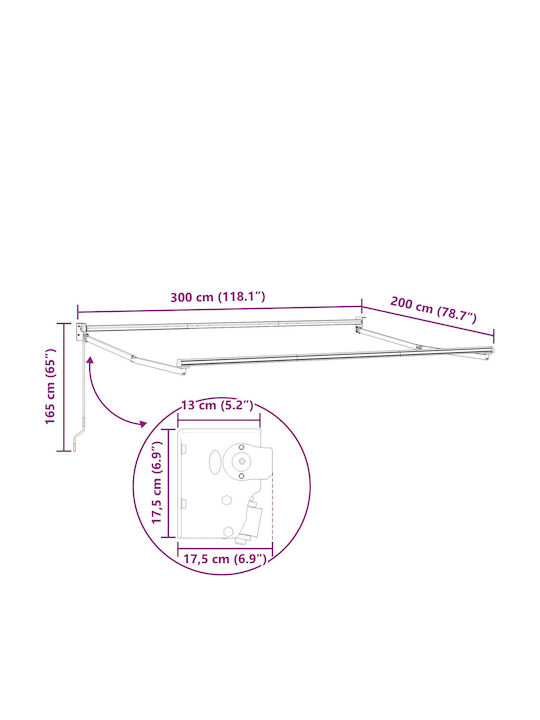 vidaXL Τέντα Βεράντας Καφέ 3x2m