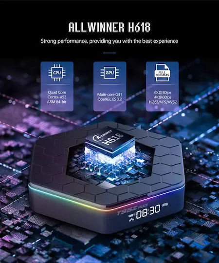TV Box T95Z Plus t02116855 4K UHD με WiFi USB 2.0 4GB RAM και 32GB Αποθηκευτικό Χώρο με Λειτουργικό Android 12.0