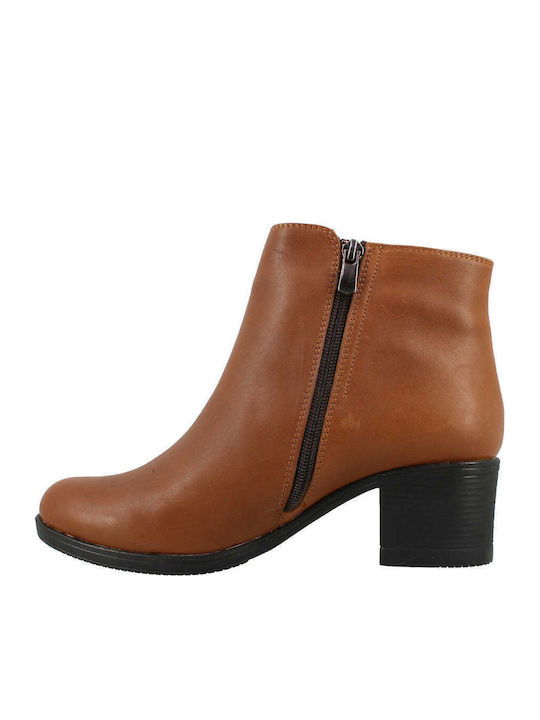 Leder Damen Stiefeletten Tabac