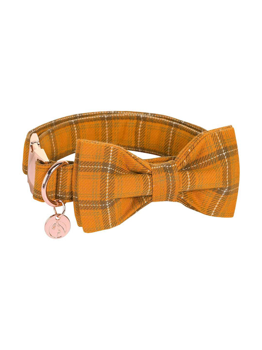 Adjustable Dog Collar Bow Tie In Checkered Pattern Size L