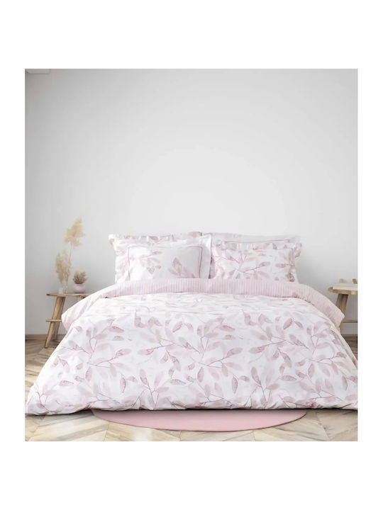 Nima Super-Double Bed Sheets Set With Rubber Hugger 160x200+32cm Pink (4pcs)
