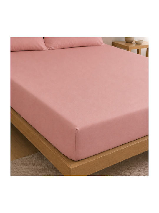 Astron Italy Semi-Doppel Bettlaken mit Gummibettlaken 120x200+20cm Dusty Rosa