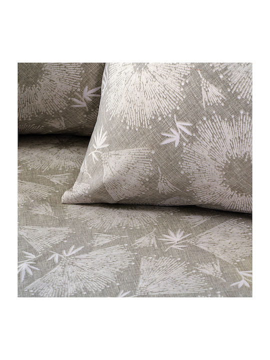 Beauty Home 12567 Double Bed Sheets Set 200x260cm Olive Green Grey 4 Pieces 12567SEDI