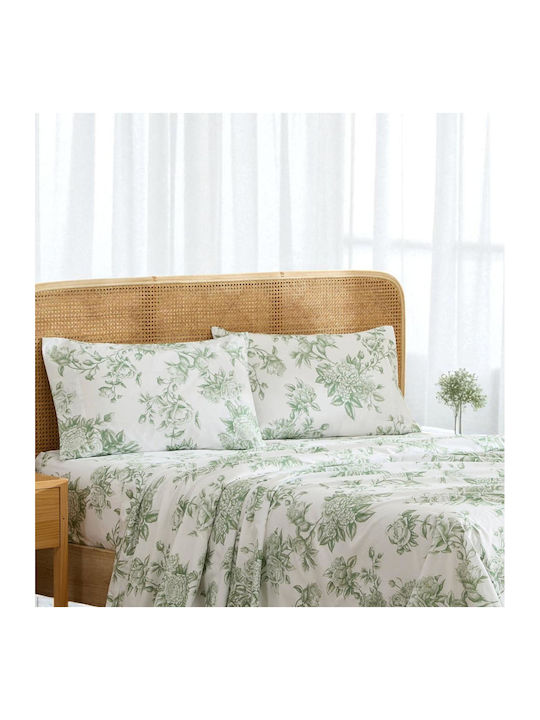 Olia Home Σετ Σεντόνια Μονά με Λάστιχο 100x200+35εκ. Dusty Green (3τμχ)