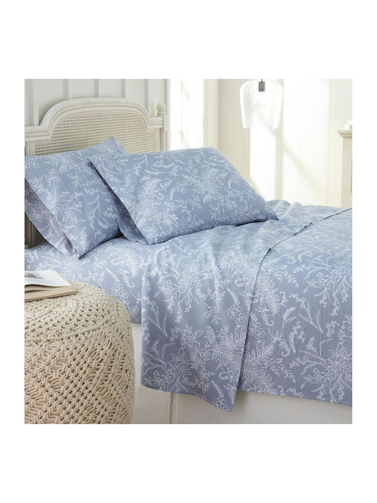 Olia Home Σετ Σεντόνια Μονά με Λάστιχο 100x205+30εκ. Μπλε (3τμχ)
