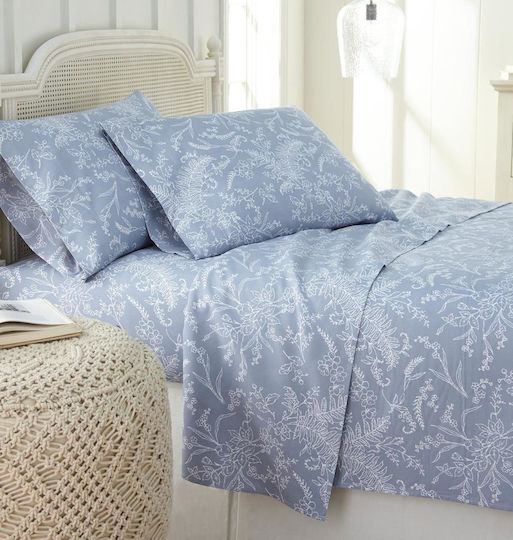 Olia Home Σετ Σεντόνια Μονά με Λάστιχο 100x205+30εκ. Μπλε (3τμχ)