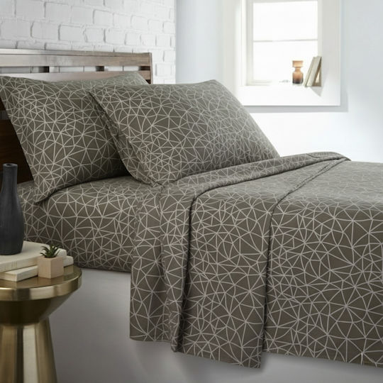 Olia Home Σεντόνι Μονό με Λάστιχο 100x200+35εκ. Olive Green