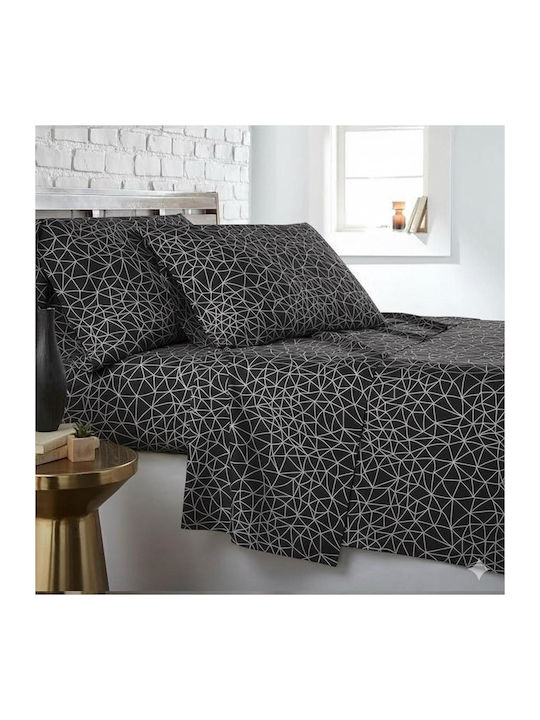 Olia Home Σεντόνι Μονό με Λάστιχο 100x200+35εκ. Μαύρο