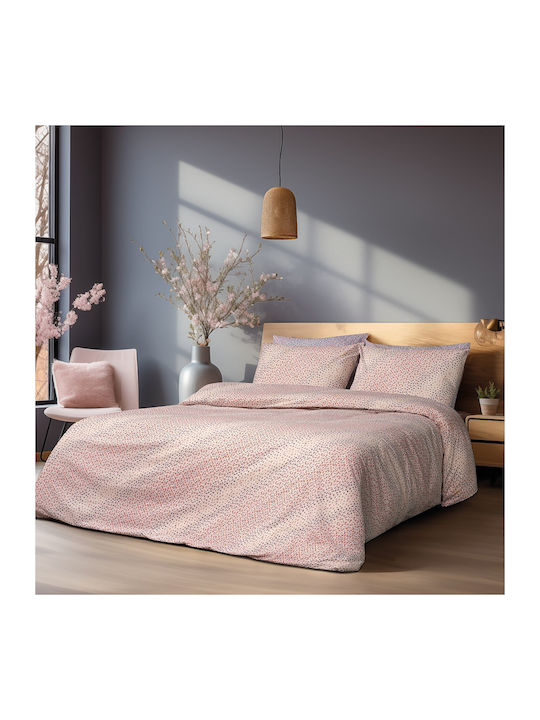 Beauty Home Set Cearșaf cu 1 Față de pernă Super dublu cu Elastic 165x200+30cm. Moritz Art 12093 Somon 4buc