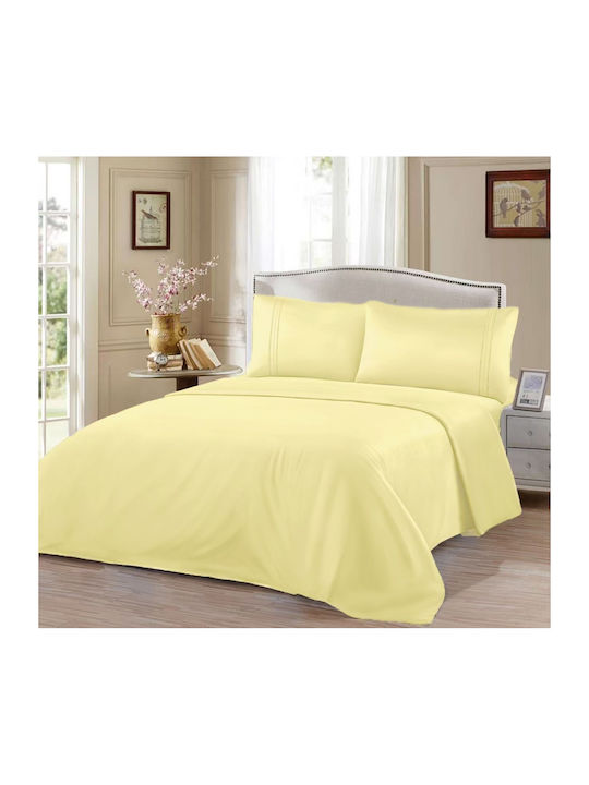Kraft World Σετ Σεντόνια Υπέρδιπλα 220x240εκ. Κίτρινο (4τμχ)