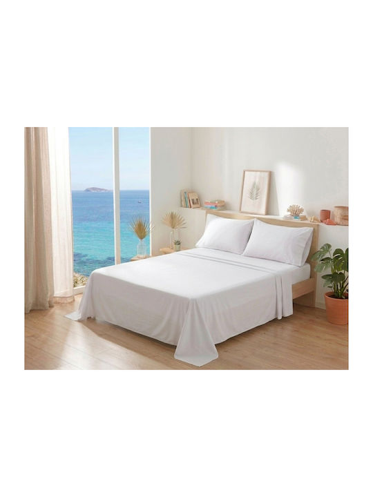 Kraft World Σετ Σεντόνια Υπέρδιπλα 220x240εκ. Λευκό (4τμχ)