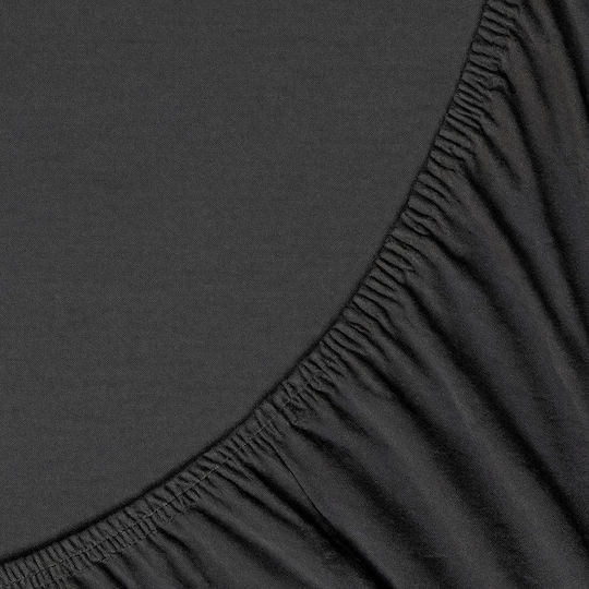 La Luna Bettlaken für Einzelbett mit Gummiband 100x200+40cm. Black
