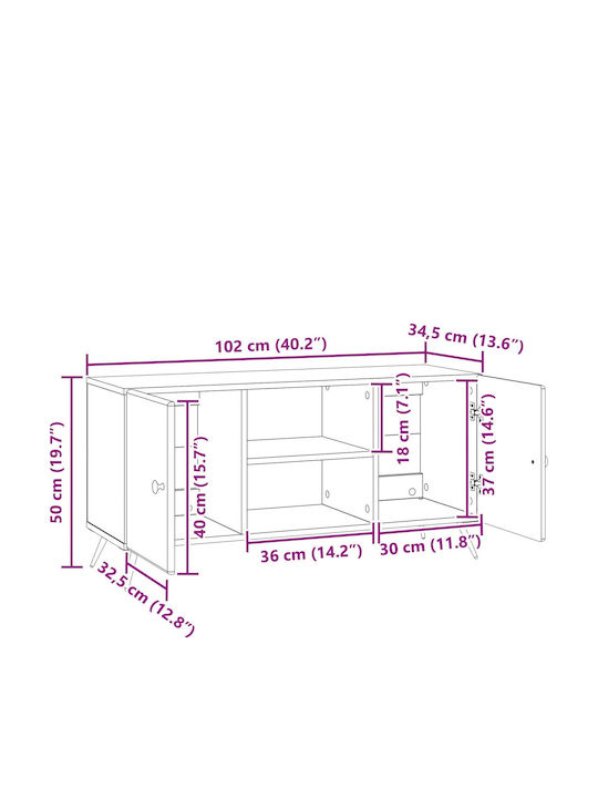 Dulap TV Gri Beton M102xA34.5xÎ50cm