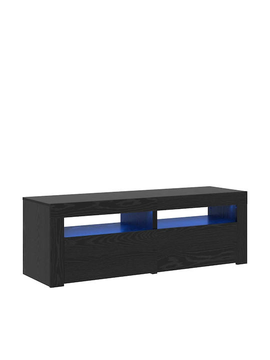 TV Stand with LED Lighting Black Oak L120xW35xH40cm