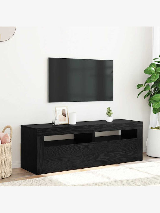 TV Stand with LED Lighting Black Oak L120xW35xH40cm