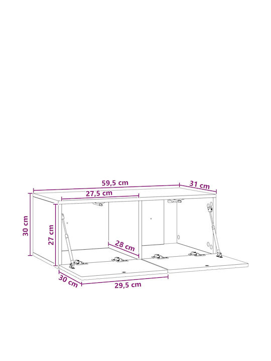 TV Stand Vidaxl Wall Mounted TV Cabinet L59.5xW31xH30cm