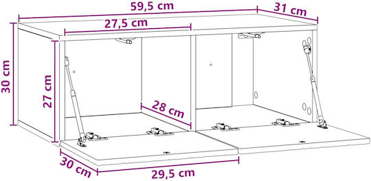 TV-Ständer VidaXL Wandmontage Fernsehschrank M59.5xT31xH30cm