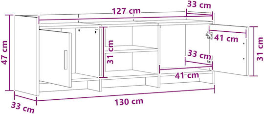 Шкаф За Телевизор От Метал И Дърво Сонома Дъб 130x33x47cm