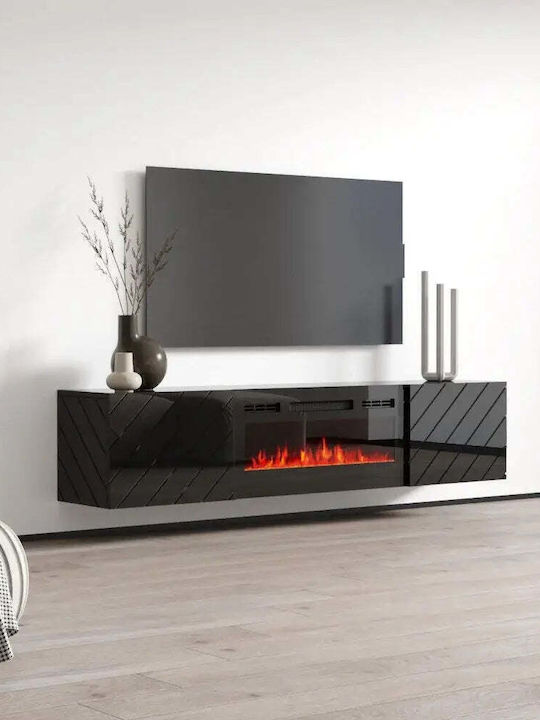 Шкаф за телевизор Дървен Black - Black Glossy Д182.6xШ34.5xВ37.5см