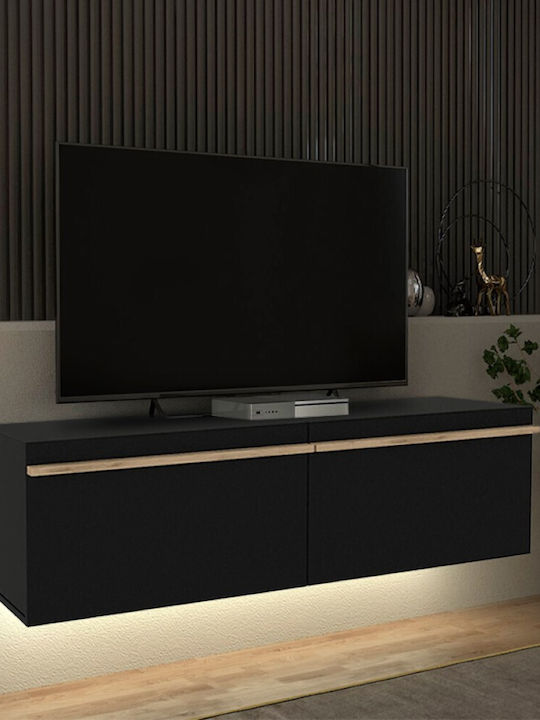 Έπιπλο Τηλεόρασης Morel με Φωτισμό LED Μαύρο Μ140xΠ41.8xΥ40cm