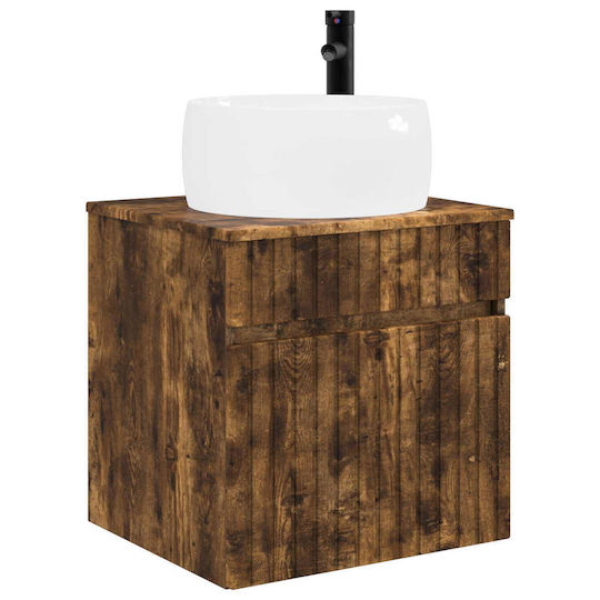 vidaXL Vanity Unit with Washbasin & Mirror with Light M53xD15.5xH70cm Smoked Wood
