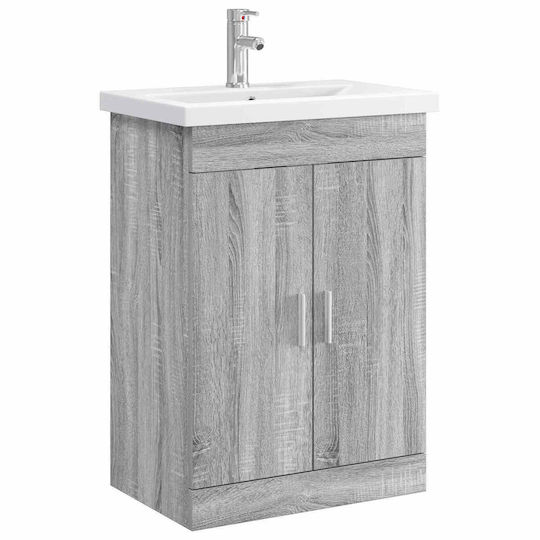 vidaXL Плот Със Мивка 61x40x84.5см Сив Sonoma
