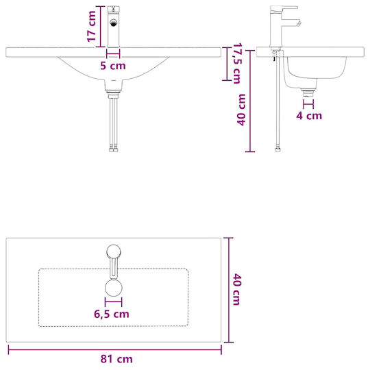 vidaXL Badezimmer Waschtisch-Einheit mit Waschbecken M78.5xB37.5xH81cm Weiß