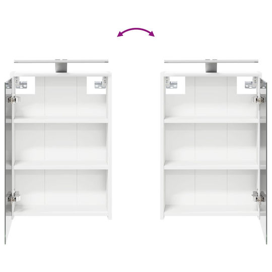 vidaXL Плот със Смесител Огледало и Стълбче със Светлина М43xД16xВ62.5cm Бял