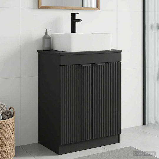 vidaXL Πάγκος με Νιπτήρα & Καθρέπτη Μ54xΒ35xΥ83cm Μαύρο