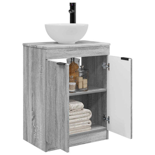 vidaXL Badezimmer Waschtisch-Einheit Ohne Waschbecken Mit Spiegel M54xB35xH83cm Graue