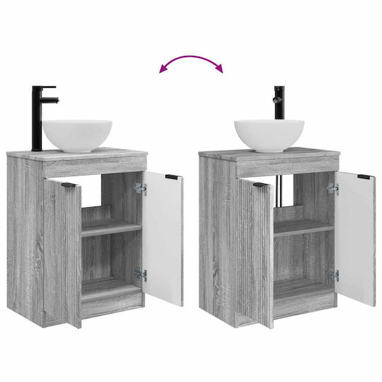 vidaXL Badezimmer Waschtisch-Einheit Ohne Waschbecken Mit Spiegel M54xB35xH83cm Graue