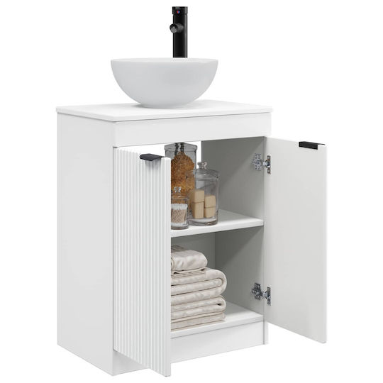 vidaXL Badezimmer Waschtisch-Einheit ohne Waschbecken mit Spiegel M54xB35xH83cm Weiß