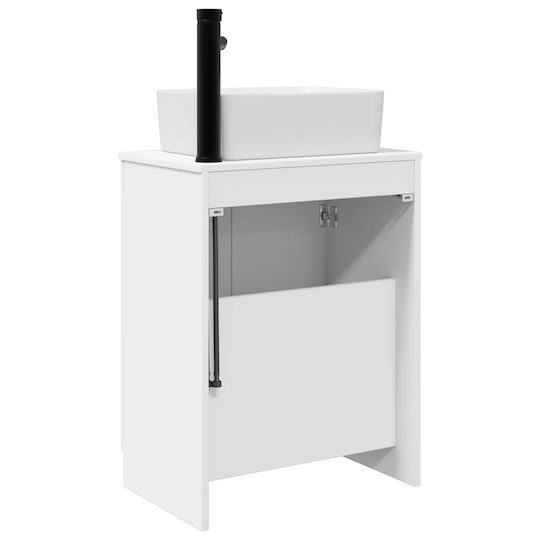 vidaXL Badezimmer Waschtisch-Einheit mit Spiegel M54xB35xH83cm Weiß