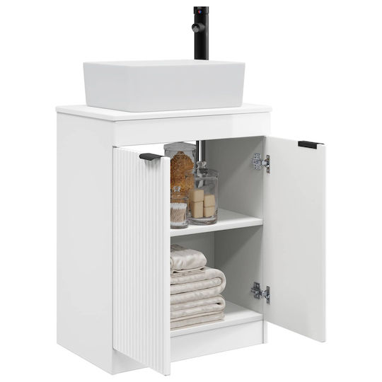 vidaXL Badezimmer Waschtisch-Einheit mit Spiegel M54xB35xH83cm Weiß