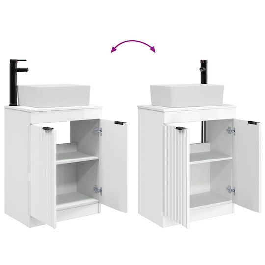 vidaXL Badezimmer Waschtisch-Einheit mit Spiegel M54xB35xH83cm Weiß