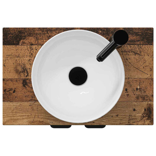 vidaXL Πάγκος χωρίς Νιπτήρα με Καθρέπτη Μ54xΒ35xΥ83cm Παλαιωμένο Ξύλο