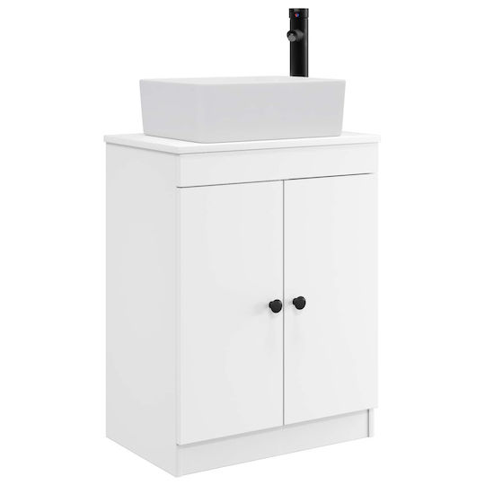 vidaXL Bancă Fără Lavoar cu Oglindă M54xA35xÎ83cm Alb