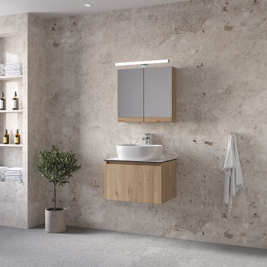 Royal Sevilla 60 Walnuss 61x46x35cm Waschtisch Waschbecken Spiegel Schrank