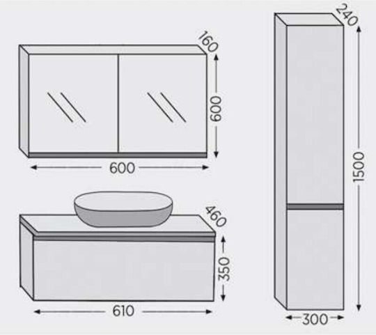 Royal Sevilla 60 White Lacquer 61x46x35cm Countertop Sink Unit Basin Sink