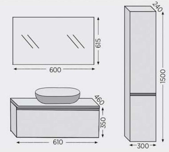Royal Sevilla 60 White Lacquer 61x46x35cm Countertop Sink Unit Basin Sink