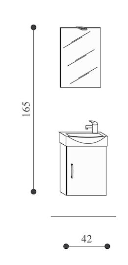 Adriatica Countertop with Sink & Mirror with Light L40xW21.5xH50cm Gray