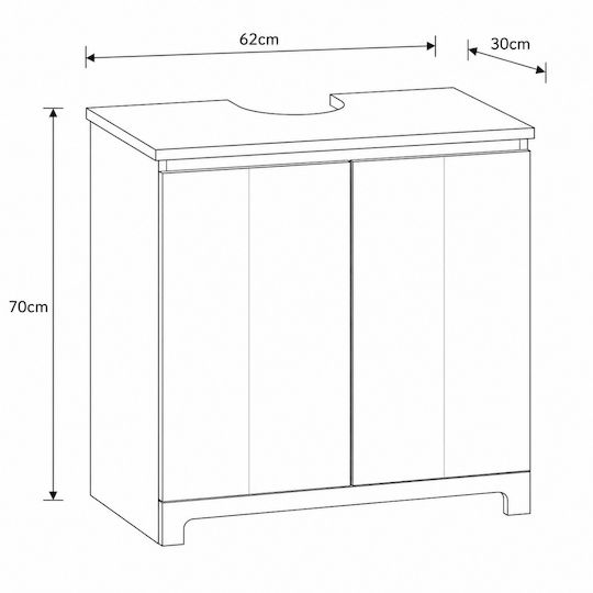 MRShome Vanity Unit Without Sink L62xD30xH70cm Beige/Brown