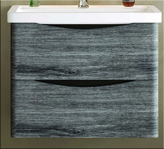 Gloria Set-0280 Badezimmer Waschtisch-Einheit mit Waschbecken Grau