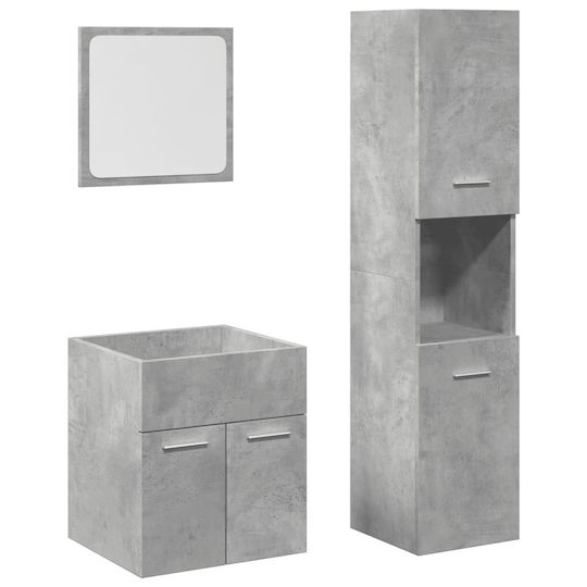 vidaXL Countertop without Sink with Mirror L41xW46xH38.5cm Grey Concrete