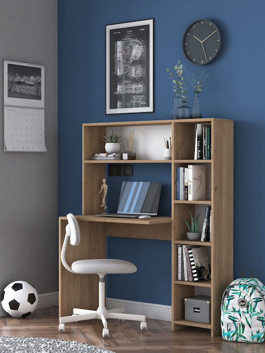 Birou Hake Din Lemn cu Bibliotecă Stejar 113.2x40x141.8cm