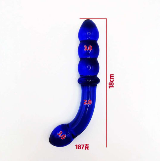 Aph Δονητής Γυάλινος Καμπύλη Μπλε Curved Glass Vibrator Blue Tg-020-2