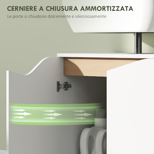 HomCom Πάγκος με Νιπτήρα Μελαμίνη Μ60xΒ35xΥ57.9cm Λευκό