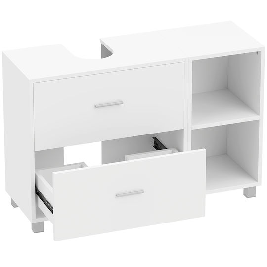 HomCom Πάγκος με Νιπτήρα Μελαμίνη Μ90xΒ30xΥ60cm Λευκό