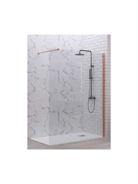 Karag Walkin 1 Фиксирана страна Душ 70x200см Прозрачно стъкло Розово злато